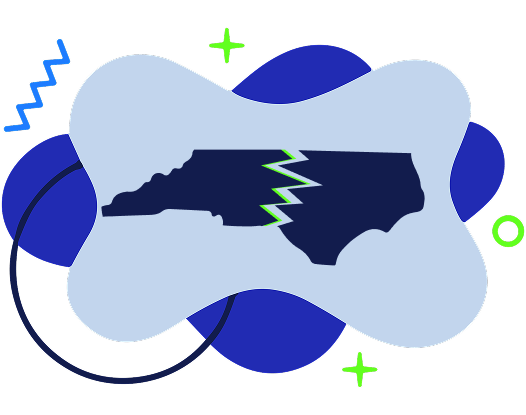 Vector illustration of the shape of North Carolina being split in two