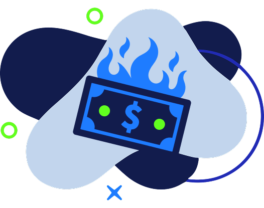 Vector illustration of a dollar bill lit on fire