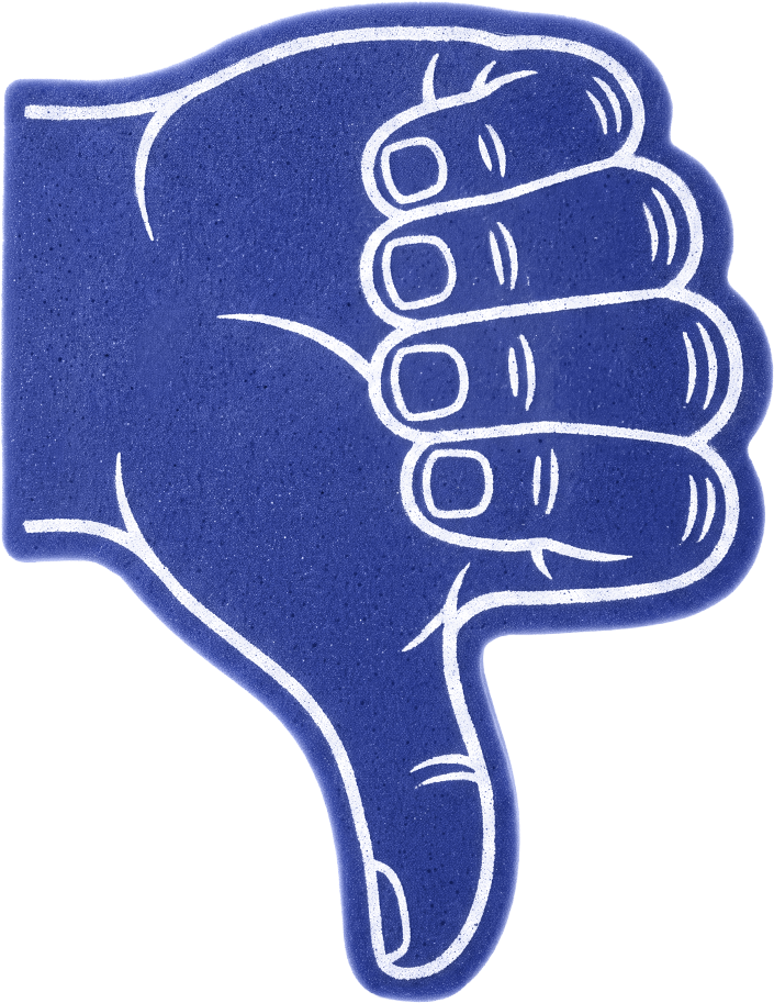 smaller thumb-down foam finger