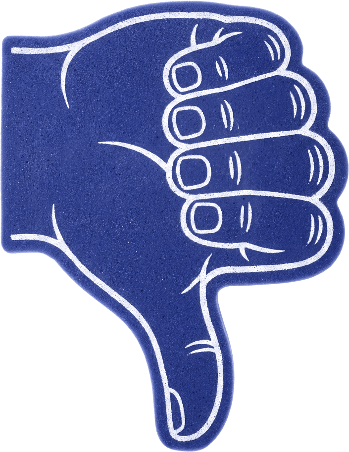 smaller thumb-down foam finger